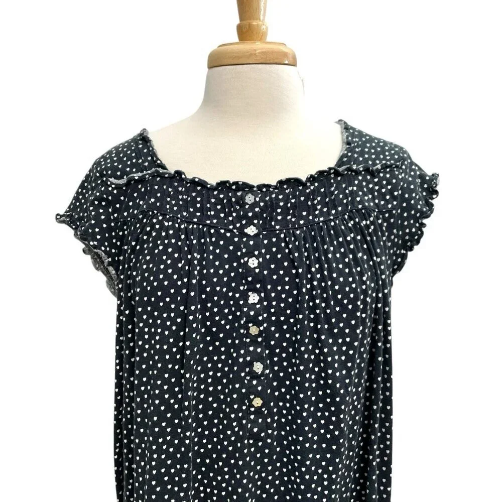 Eileen West Hearts Cottagecore Feminine Romantic Nightgown Black size Large - Picture 2 of 8